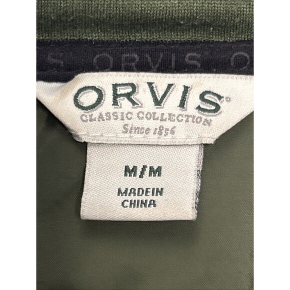 Orvis Full Zip Jacket Mens Medium Mixed Media Olive Green Quilted Lightweight - Picture 5 of 5